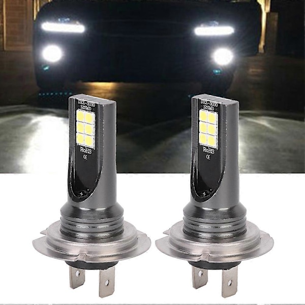 2 stk. H7 12LED Bilfrontlykt 3000K 24W 1000LM Høyt Lys Tåkelys