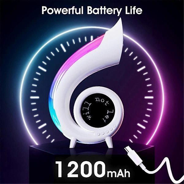 Mini Conch Trådlös Atmosfärslampa Touch för att Justera Belysning RBG Skrivbordslampa Trådlös Bluetooth Högtalare Väckarklocka, B