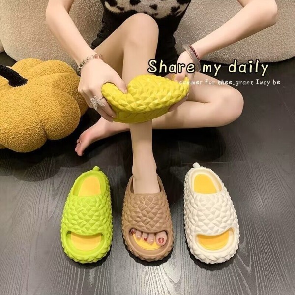 Fashionabla Durian Tofflor För Kvinnor Eva Plattform Mjuka Bekväma Hustomtar Herrtofflor Dam Trendiga Gatusandaler Strandtofflor yellow 38-39
