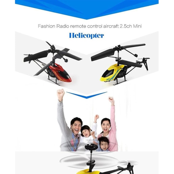 Fjärrkontroll Helikopter Inbyggt LED-ljus, Rc-gyroflygplan i höjdled, 3-kanals, 2,4 GHz Flying Drone Toy Kids Presenter Yellow