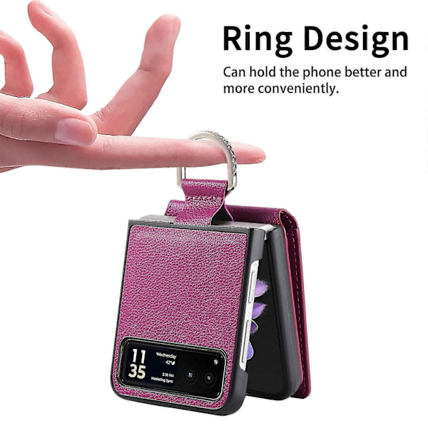 Läderfodral med Litchi-textur för Motorola Razr 40 Purple