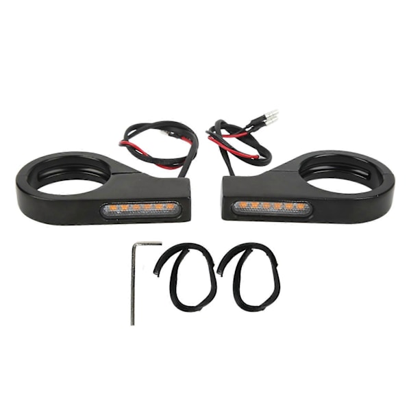 12V Motorsykkel LED Blinklys Vanntett Sterk Universell Blinklampe for 41mm Gaffelrør Svart