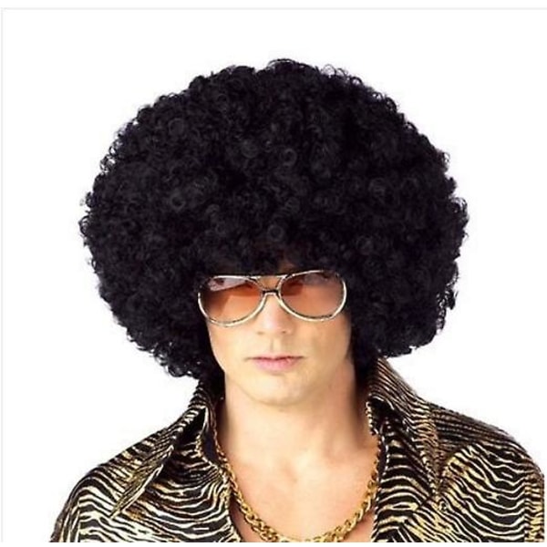 Ynthetic Wig 16" Svart Mega Jumbo Afro Clown Peruk Curly Fancy Funny Fluffy 70-talsdisco-tema festdräkt Halloween