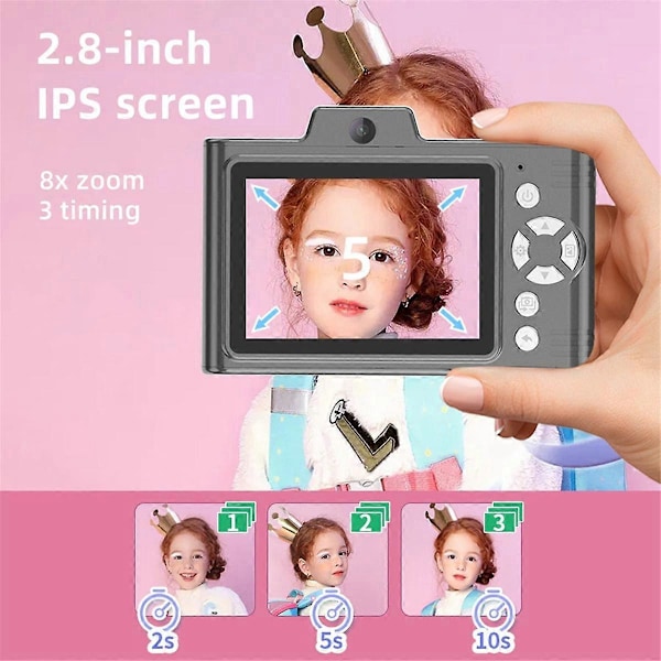 1080P Barnkamera 48MP Dubbla Linser 8X Optisk Zoom Mini 2.8in TFT Skärm Perfekt Pojkar Flickor Barn-Lila