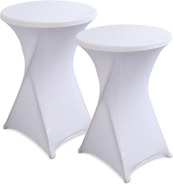 Stretchbordsduk 2 delar Tvättbar Polyester Bordsduk Rund Bordsduk Cocktailbordsskydd 80x110 cm Stretchpolyester för Bar Bröllop Cocktail