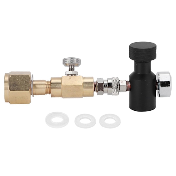 CO2 Cylinder Påfyldningsadapter Messing Connector CGA320 med Udluftningsventil ASA 1500PSI Trykmåler