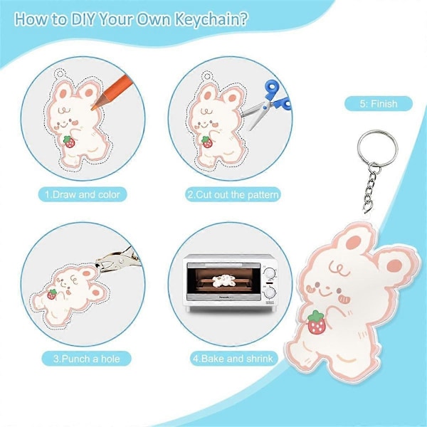 A5 ShrinkyDink Avaimenperäsarja, Kutistemuovipaperisarjat Lapsille DIY Taideaskartelu Avaimenperällä Korvakorulla Hiusklipsillä Rintaneulalla