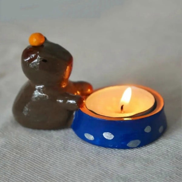 Capybara Ljusstake Harts Mini Capybara Ljusstake Tecknad Capybara Värmeljushållare för Vardagsrum Sovrum Centerpiece