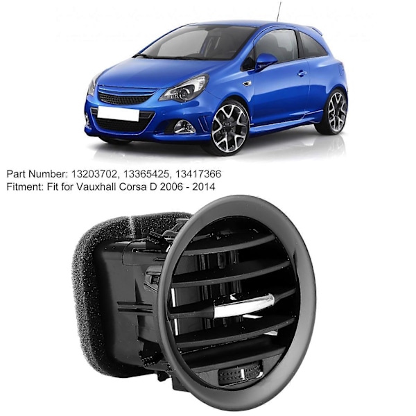 Luftkonditioneringsutlopp Runt Luftventil 13203702 Ersättning Passar Vauxhall Corsa D 2006 ? 2014
