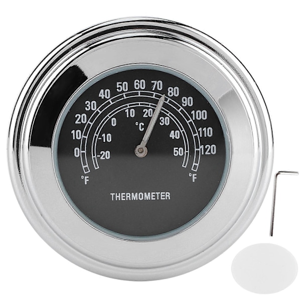 1in 7/8in Styr Termometer &#8209;20 &#8209; 50 Måleskive Vejrbestandig til Motorcykel (Sort)