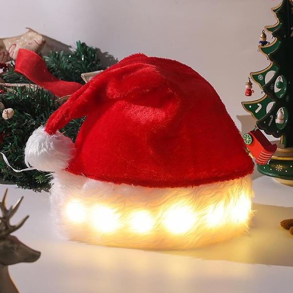Tomteluva Jul LED-ljus med vit plyschdekor Söt jultomte jul Green A3