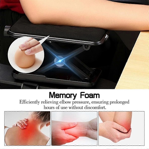 Justerbare Armleneputer for Kontorstol, Armbeskyttere i Memory Foam, Ergonomisk Gaming Armlenepute, Albuestøttepute