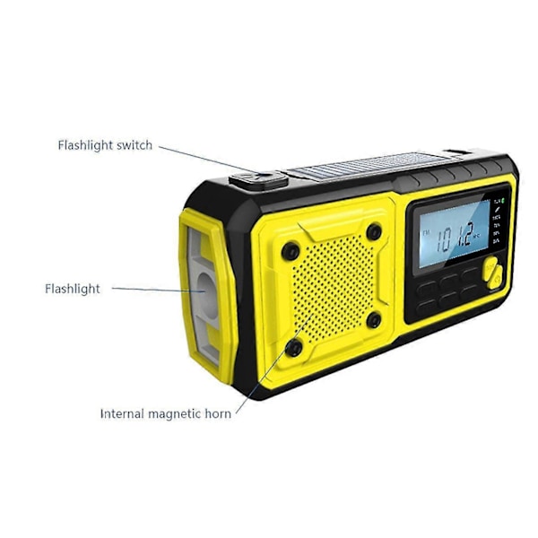 Bärbar Nödsolcellsradio med Handvev Am/fm Noaa Dsp Sos med 4000mah Batteri Powerbank Ficklampa Läs Sy-376 Solcellsradio Orange