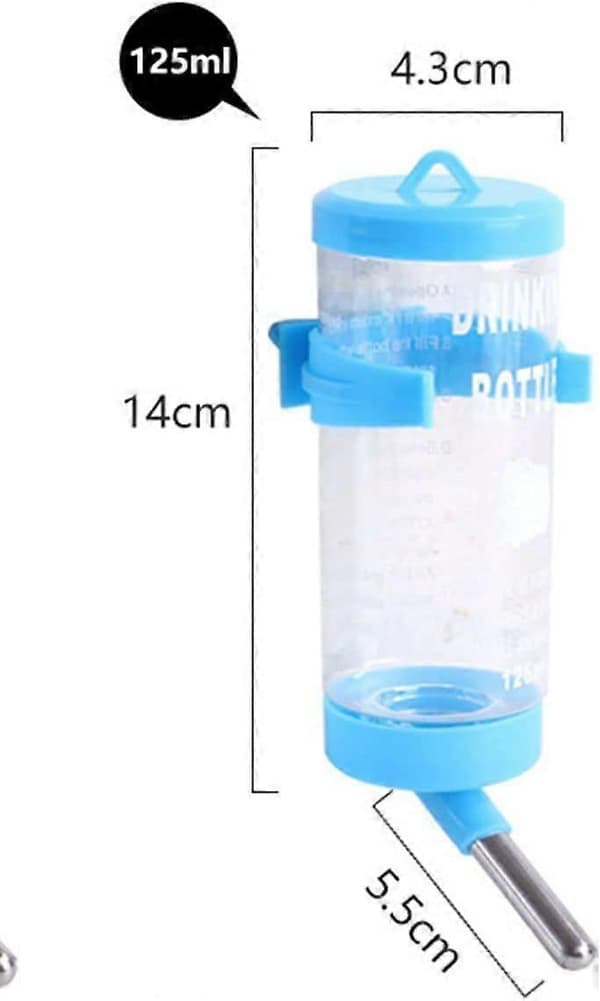 Vattenflaska med dricksautomat i plast för kanin, hamster, smådjur (Blå)