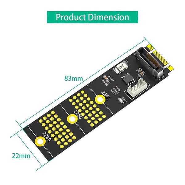 NGFF(M.2) Key B+M /B til SATA 2.5-tommers adapter