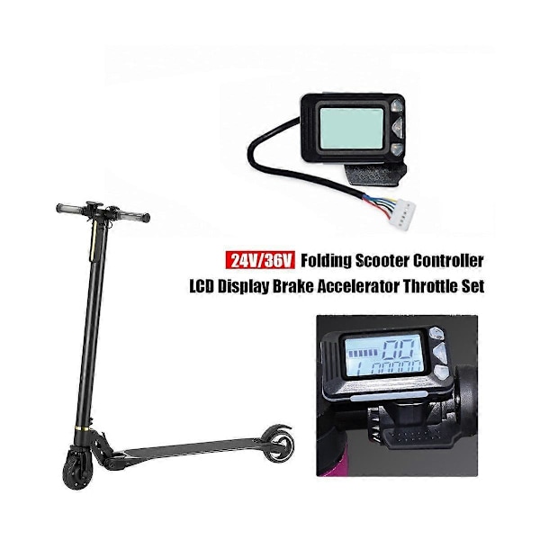 36V 350W Sammenleggbar Sparkesykkel Kontroller Kit Elektrisk Sparkesykkel Kontroller LCD-skjerm Bremse Gasspedal Sett