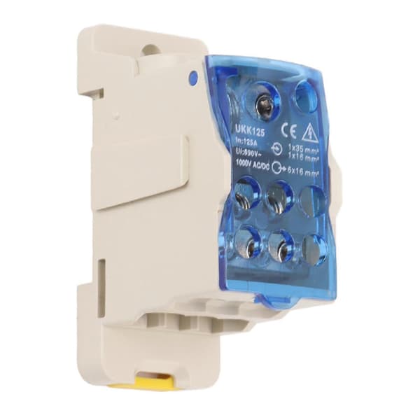 DIN-skena Strömkopplingsdosa Elektrisk Kopplingsplint Anslutningsdosa Distributionsbox AC DC1000V 125A