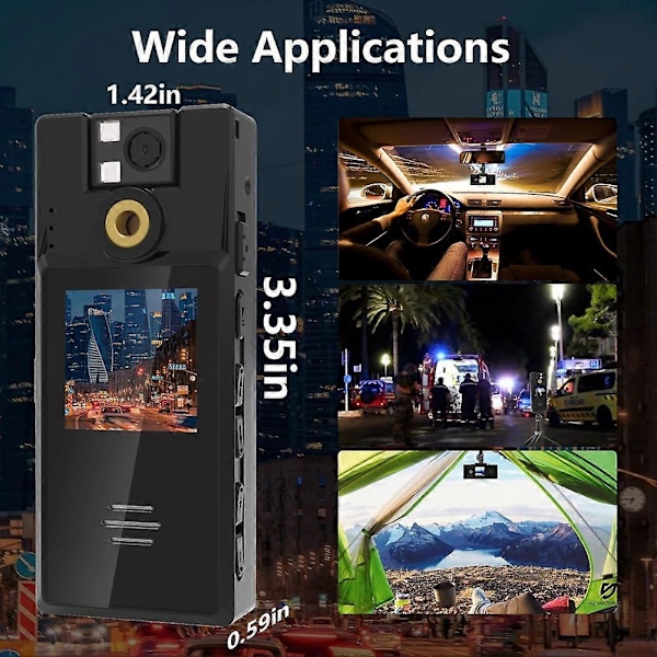 128GB Kehokamera ääni- ja videotallennuksella, 1080FHD Kehokamera 180° kääntyvällä linssillä, Loop-tallennus Kehokamera