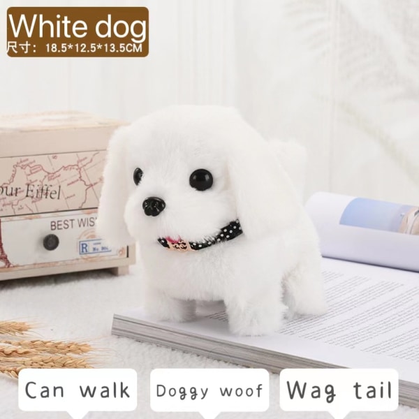 Smart Walking Elektrisk plyschleksak Teddy Robot Hundleksak Valp Plysch julklapp Labrador White