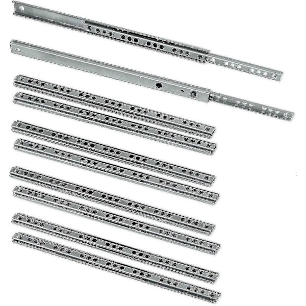 Paket med 5 par (10 stycken) skjutreglage/kullagerutdrag Del 17mm X 278mm för låda, zinkpläterad 214mm