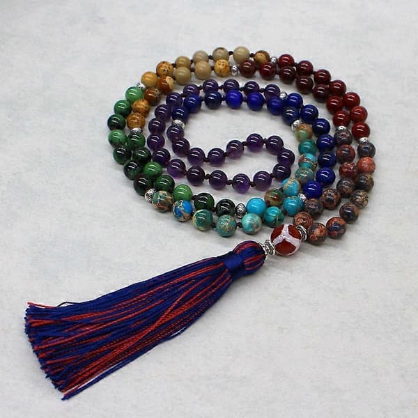 Halsband 8mm Buddhistiska Tibetanska Bönepärlor Halsband Med Regnbåge