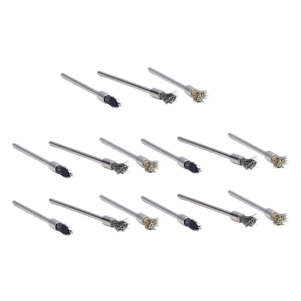15 stk./sett stålbørster i nylon og messing for polering av trådbørster for fjerning av grader og støv, 100 mm