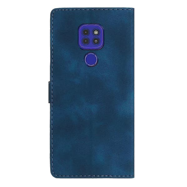 Blomster Læder Etui Til Motorola Moto G9 / G9 Play / E7 Plus Blue