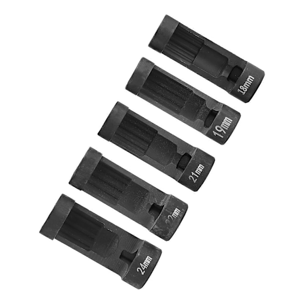 5 stk. 12-punkts 1/2-tommers drivhylse for fjærbeinsmutter 18 mm 19 mm 21 mm 22 mm 24 mm for sekskantnøkkel 6496