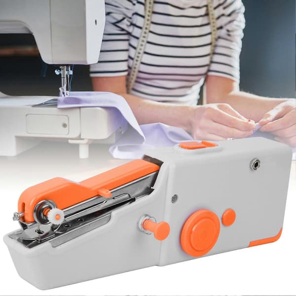 Bærbar Håndsømmaskin DIY Mini Husholdnings Elektrisk Sting Håndarbeidsverktøy Oransje