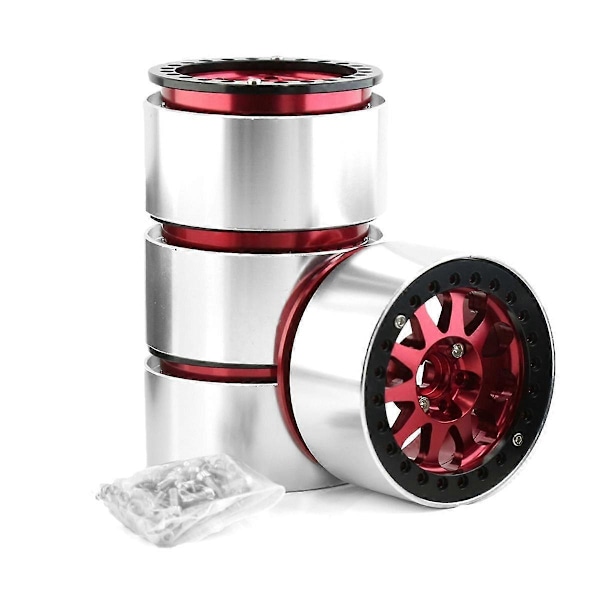 2.2 Tuuman Beadlock Vanteen Kehät Raskaan Sarjan Alumiiniseosta 1:10 RC Crawler SCX10 -4:lle 4kpl-setti Punainen