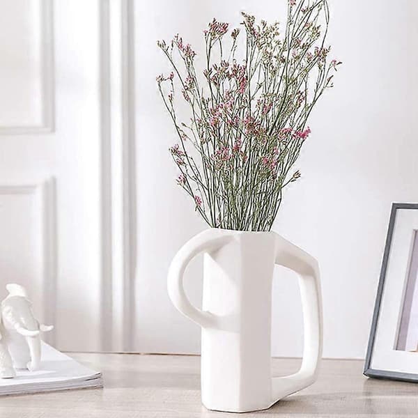 Vit Keramisk Vas Dekoration Porslinsvas Blomvas Frostad Staty Dekoration