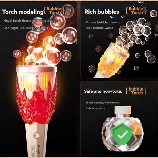 Torch Boblemaskine, Torch Prop Boblemaskine med Lys, Sommer Boblelegetøj Børnegave B