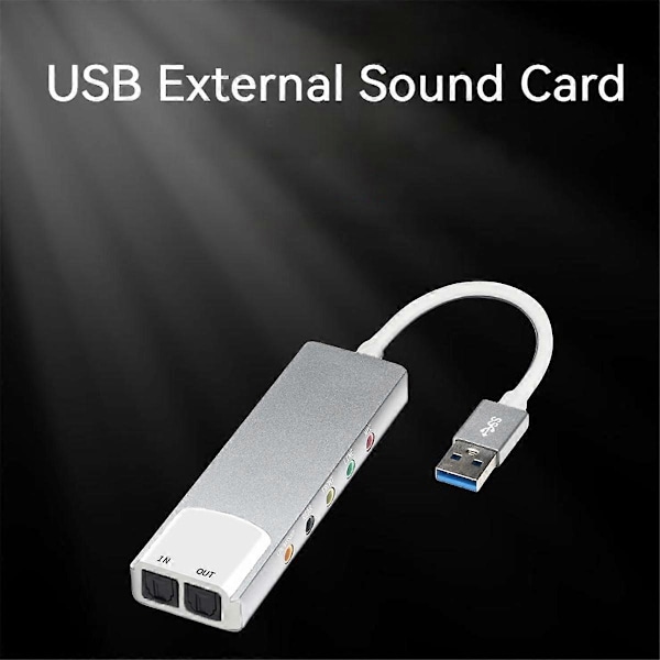 USB Ekstern Lydkonverter Eksternt Lydkort 5.1 Kanal Hodetelefonadapter Lydkort SPDIF for PC Datamaskin