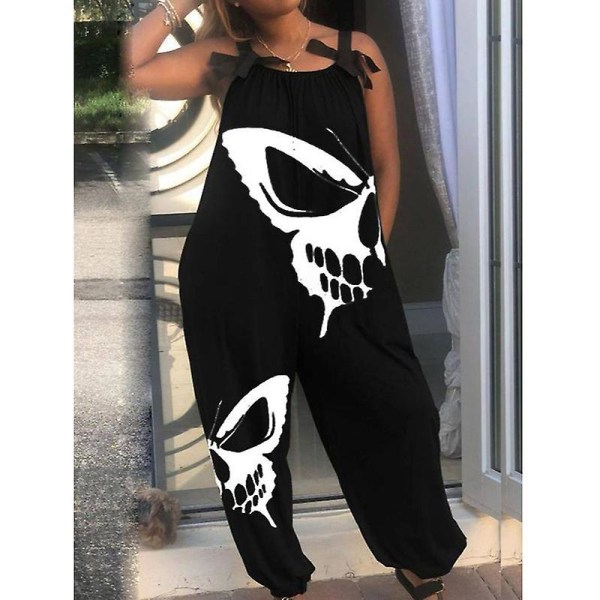 Halloweenoveraller för kvinnors printed jumpsuit Loose Fit Casual Playsuit Haklapp Overall Baggy Harem Byxor style 10 L