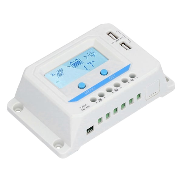 Solar Charge Controller LCD Kretsskydd 3 Nivå PWM Laddning Solcellsladdningsskydd för Trafikljus 10A