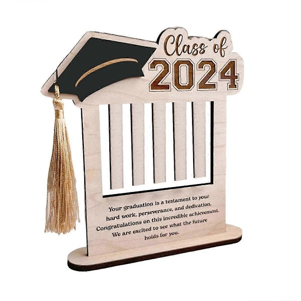 2024 Graduation Lommebok i Tre, Gave til Eksamenssesongen, Lommebok i Tre, Svart