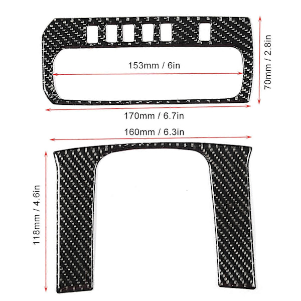 2 st Äkta Kolfiber Växelspaksknapp Panel Trim Ram Passar för Civic 10:e FC/FK 1619