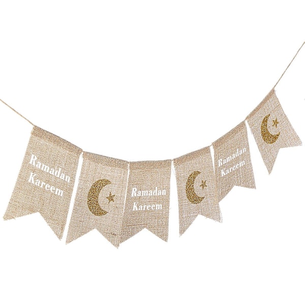 Eid Mubarak -banneri Ramadan juuttisäkki kodin takan reunuksen koristelu askartelutarvikkeet