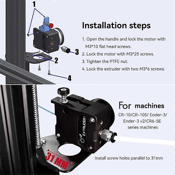 Til HGT Dual Gear Reduktions Ekstruder Høj Præcision Fødning Fleksibel Filament Tilgængelig til CR10 Ender3 CR6SE 3D Printer