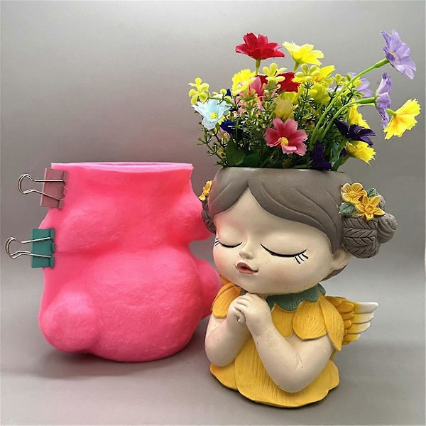 Silikonform Blomma Fe Bön Blomkruka Harts Gips Kristall Droppande Lim Verktyg DIY Handgjorda Hantverk Grön