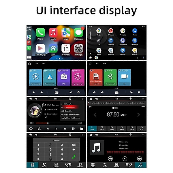 Trådlös Carplay Bilstereo, 9-tums Touchskärm Carplay och Android Auto, Dash Cam, Backkamera, Mirror Link//FM/BT