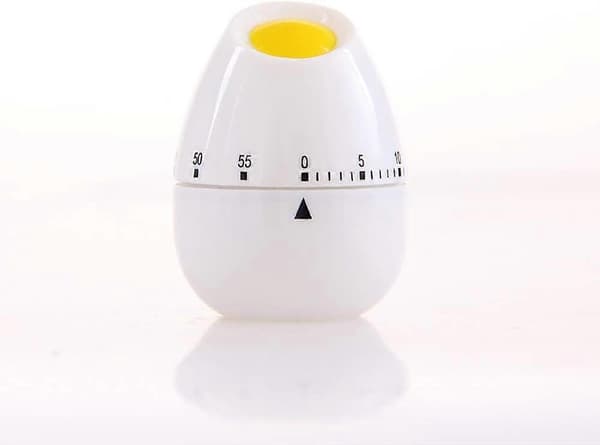1 stk Mini Kjøkkentimer, Eggeformet Mekanisk Roterende Koketimer 60 Minutter for Matlaging og Læring, Hvit