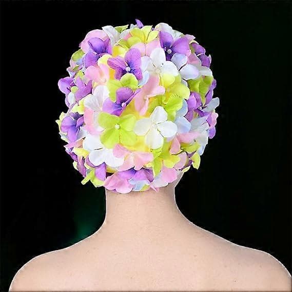 1 stk. Badedrakt for kvinner, Retro pustende badehetter med blomster - Badehette med kronblad