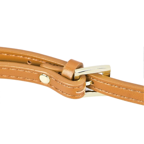 Läder Väskrem 105 till 122 cm Justerbar 0,9 cm Bred Ersättnings Axelrem för Plånbok Handväska Ljusbrun Gyllene Beslag