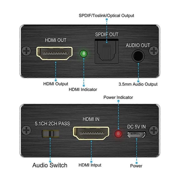 -Yhteensopiva Audio Converter Spdif Audio Extractor Stereo Extractor Optical