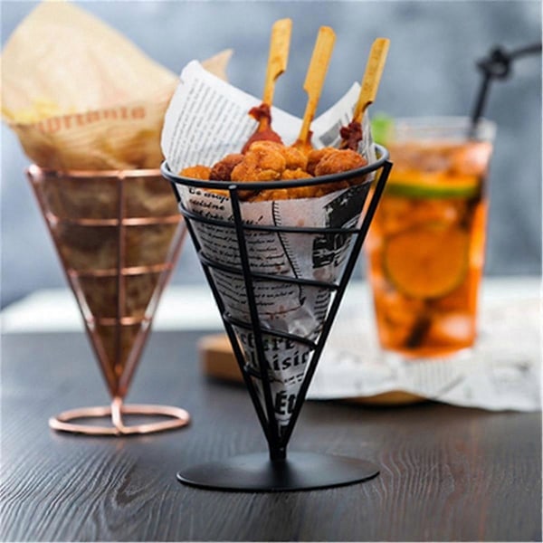 Konformad Bordsartiklar Bar Western Restaurant Café Friterad Kycklingställ Snacks Korg Pommes Frites Ställ Roséguld