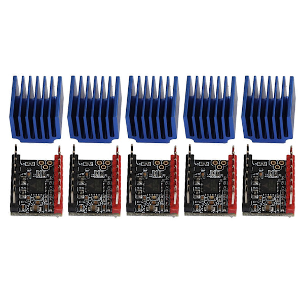 5 Sett Stegmotordriver UART-modus Ultra Stille Modul med Kjøleribbe TMC2209 Tilbehør