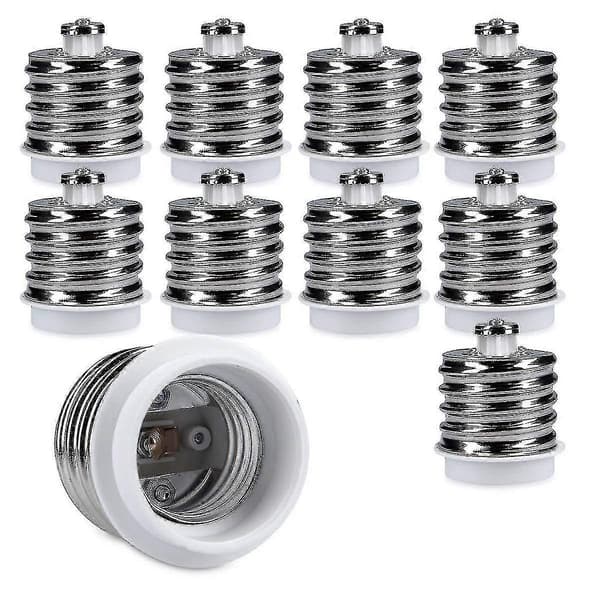 10x Sokkeladapter - 10x E40 til E27 Sokkelkonverter - E27 Base Lampeholder Adapter til Halogen LED