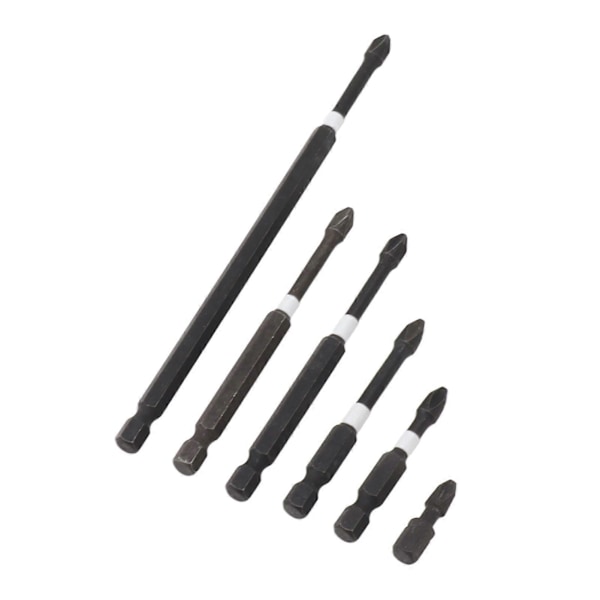 6 stk. Sterke Magnetiske Slagbits Kryss Sklisikker for Driver Elektrisk Drill Skrutrekker Industriell Kvalitet