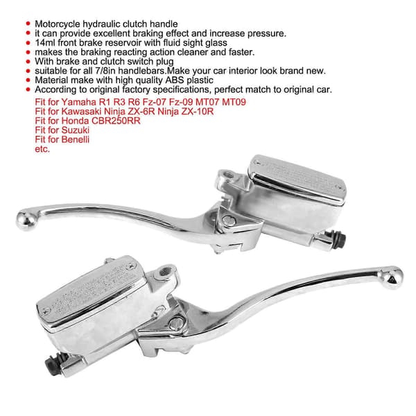 Hydraulisk Broms Koppling Huvudcylinder Pump Spak Universal för Motorcykel med 7/8 tum Styre